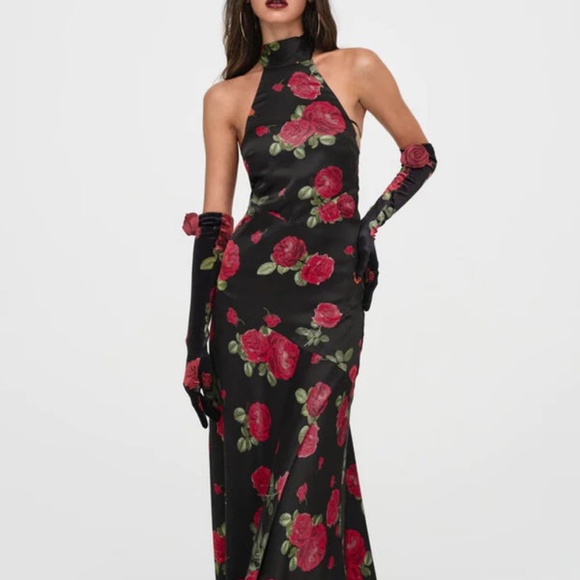 FOR LOVE & LEMONS ASTORIA MAXI DRESS - BLACK MULTI - Picture 1 of 14